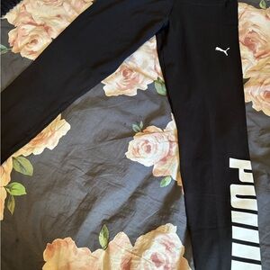 Puma Black Leggings with White Logo